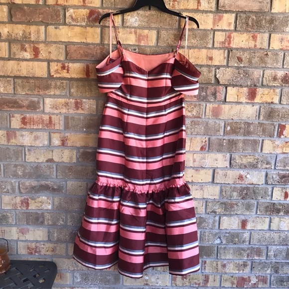 ASOS Pink, Dark Mauve, White & Grey Striped Ruffle Dress - Picture 12 of 12